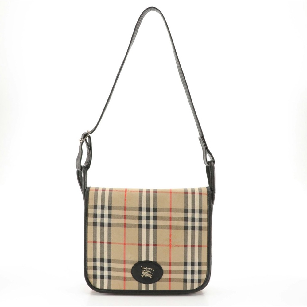 Burberry Tan and Black Messenger Bag with Iconic Check Pattern - Picture 2 of 9